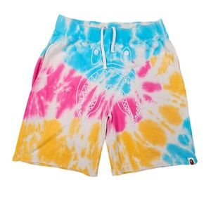 BAPE Shark Tie-Dye Sweat Shorts XL Authentic A‎ Bathing Ape World Gone Mad Blue